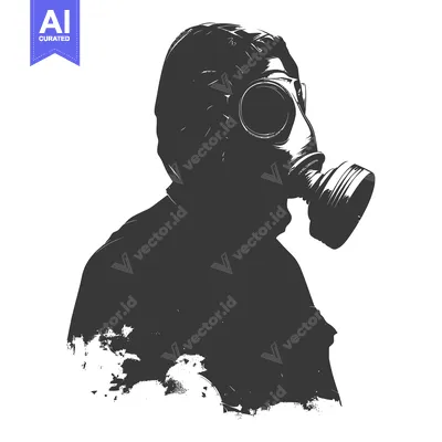 Aset premium populer: Silhouette of a Person Wearing a Gas Mask