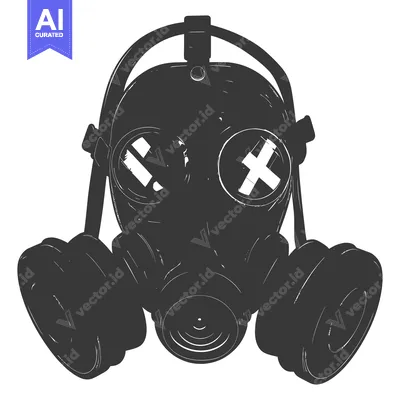 A Black and White Sketch of a Gas Mask with X and I in the Eyepieces