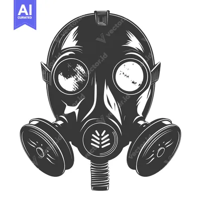 Aset premium populer: Black and White Illustration of a Gas Mask