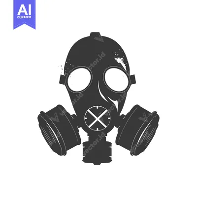 Premium design asset: Black and White Silhouette of a Gas Mask with a Distressed Texture