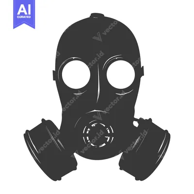 A Silhouette of a Gas Mask with Two Filter Canisters