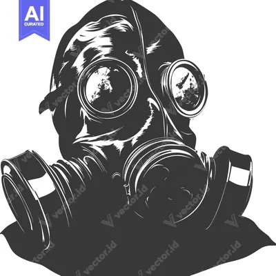 Black and white illustration of a gas mask
