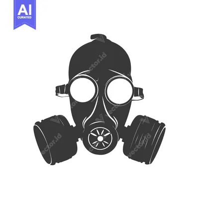 Black and White Silhouette of a Gas Mask