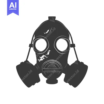 Black and White Silhouette of a Gas Mask with Scratches