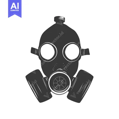 Popular premium asset: Black and White Silhouette of a Gas Mask