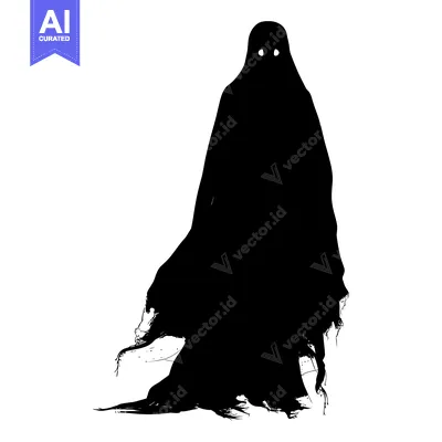 Aset premium populer: Silhouette of a Ghost with Two White Eyes