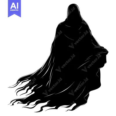Aset premium populer: Silhouette of a Person in a Flowing Hooded Robe