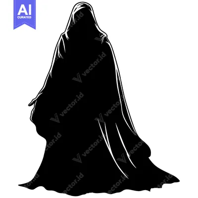 Aset premium populer: Silhouette of a Person in a Long Hooded Robe