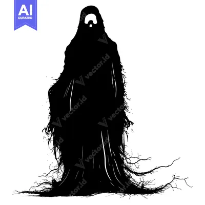 Popular premium asset: Silhouette of a Figure with a Faded Face in a Long, Flowing Robe