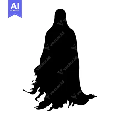 Popular premium asset: Black Silhouette of a Ghost with Flowing Robe