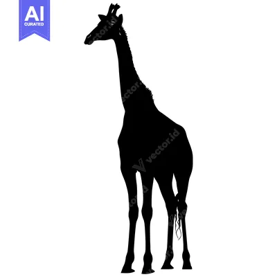Aset premium populer: Black Silhouette of a Standing Giraffe