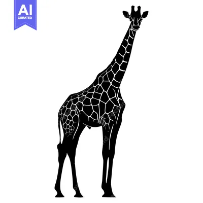 Popular premium asset: Black and White Silhouette of a Giraffe