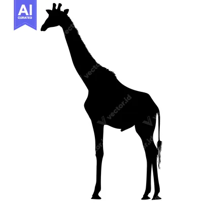 Aset premium populer: Black Silhouette of a Giraffe Standing