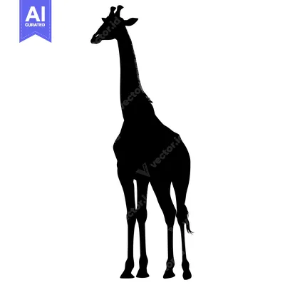 Black Silhouette of a Standing Giraffe