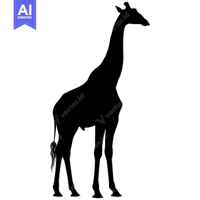 Aset premium populer: Black Silhouette of a Standing Giraffe
