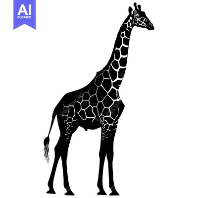 Aset premium populer: Black and White Silhouette of a Giraffe Standing