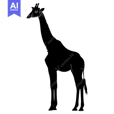 Aset premium populer: Black Silhouette of a Giraffe Standing