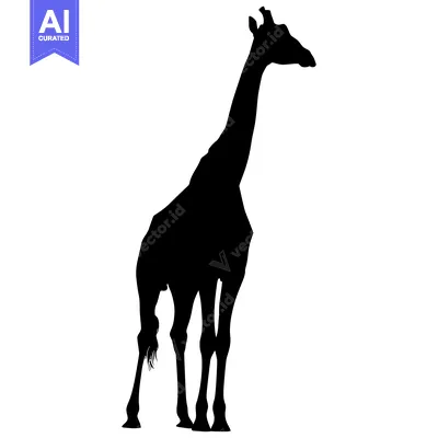 Black Silhouette of a Standing Giraffe