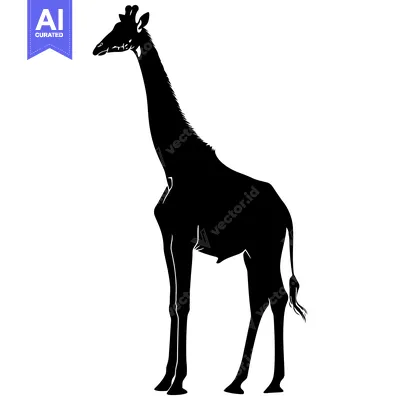 Premium design asset: Silhouette of a Giraffe Standing with Long Neck and Legs