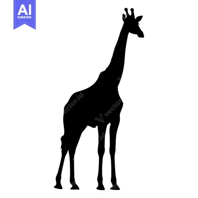 Aset premium populer: Black Silhouette of a Giraffe Standing Tall