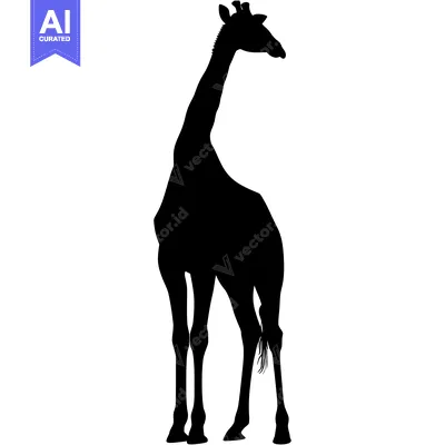 Aset premium populer: Silhouette of a Giraffe Standing with its Head Turned to the Side