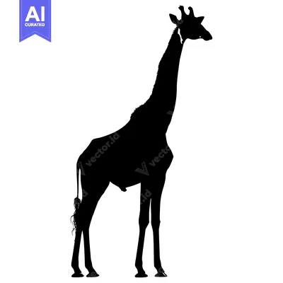 Aset premium populer: Black Silhouette of a Giraffe Standing Tall