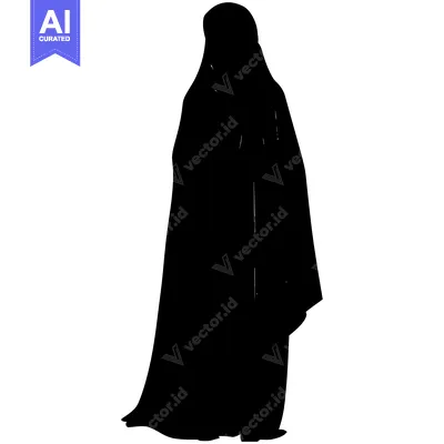 Aset desain premium: Silhouette of a Woman Wearing a Hijab