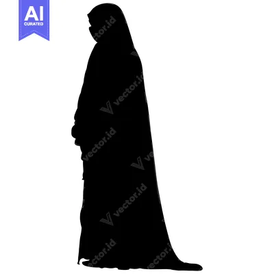 Silhouette of a Woman Wearing a Hijab and Abaya