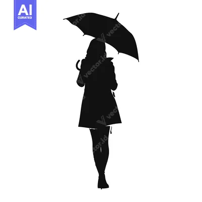 Premium design asset: Silhouette of a Woman Holding an Umbrella