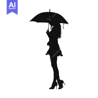 Premium design asset: Silhouette of a Woman Holding an Umbrella
