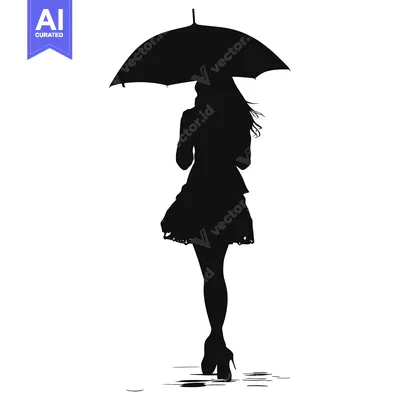 Aset premium populer: Silhouette of a Woman Walking with an Umbrella