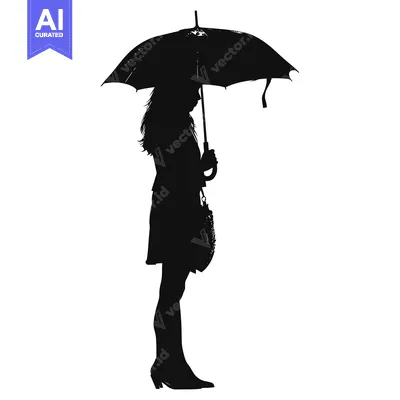 Aset premium populer: Silhouette of a Woman Holding an Umbrella