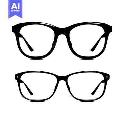 Aset desain premium: Two Pairs of Black Silhouette Eyeglasses