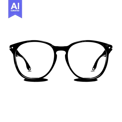 Black and White Illustration of a Pair of Round Eyeglasses