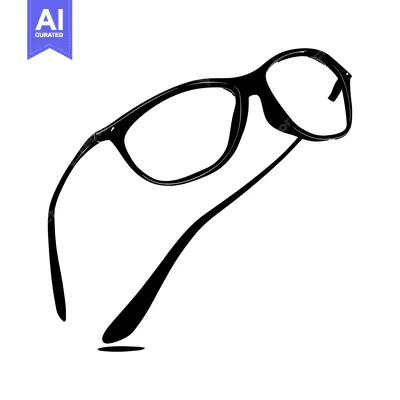Black and white silhouette of a pair of eyeglasses