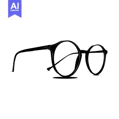 Aset desain premium: Black and White Silhouette of Round Eyeglasses