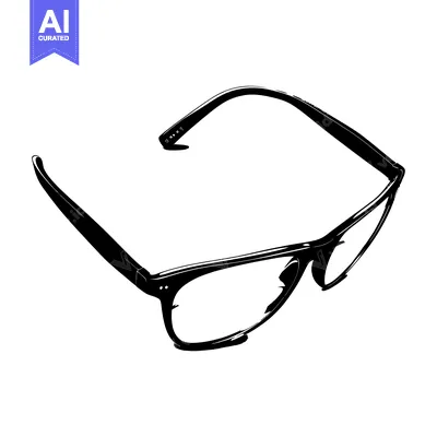 Popular premium asset: Black and white image of a pair of eyeglasses