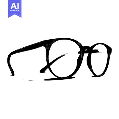 Aset premium populer: Black and White Sketch of Round Glasses