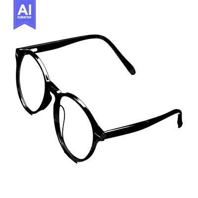 Aset premium populer: Black and White Silhouette of Round Eyeglasses