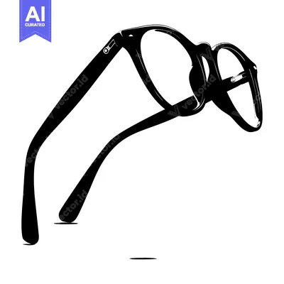 Popular premium asset: Silhouette of a pair of black eyeglasses, turned upside down