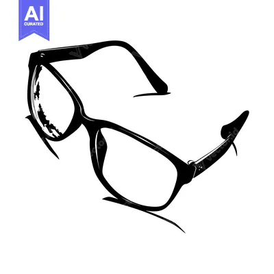 Premium design asset: Black and White Line Drawing of Glasses