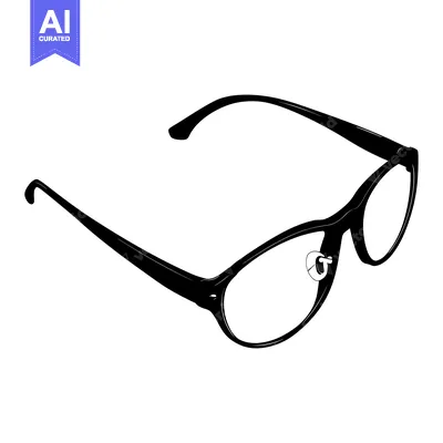 Aset premium populer: Black and White Silhouette of Eyewear with Curved Frames