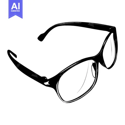 Popular premium asset: Black and White Sketch of Eyeglasses with a Curved Frame