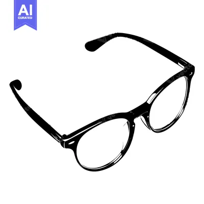 Aset premium populer: Black and White Sketch of Round-Framed Glasses