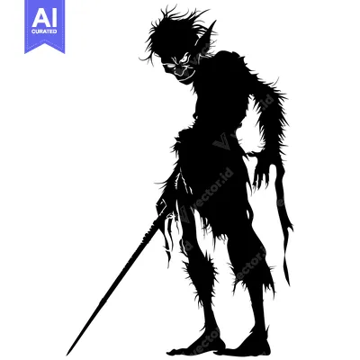 Popular premium asset: Silhouette of a hairy goblin-like creature holding a stick