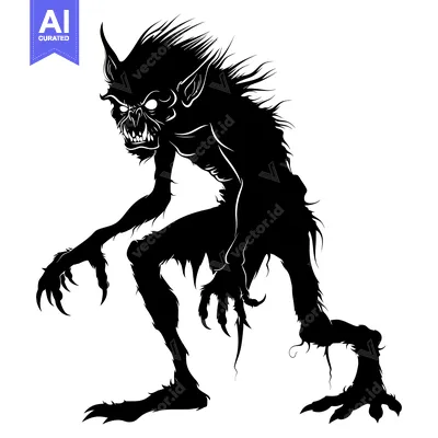 Popular premium asset: A Black Silhouette of a Furry Monster with Claws and Large Ears