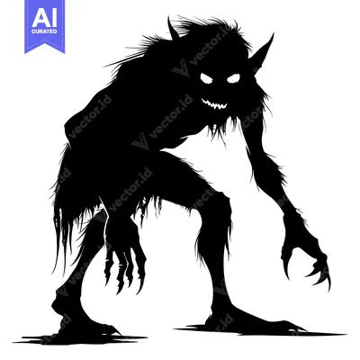 Silhouette of a Creepy, Hairy Monster with Claws