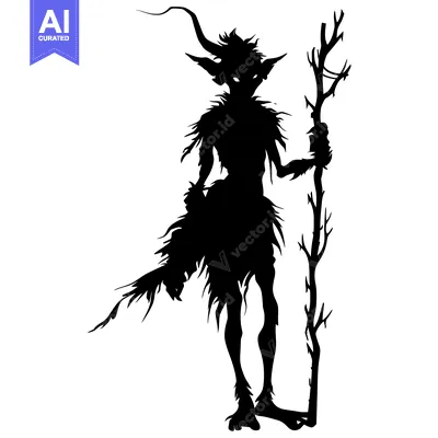 Aset premium populer: Silhouette of a Furry Creature Holding a Branch