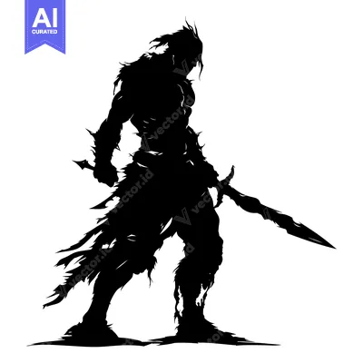 Popular premium asset: Silhouette of a Warrior Holding a Sword