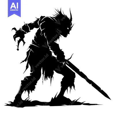 Popular premium asset: Silhouette of a Monster Holding a Sword
